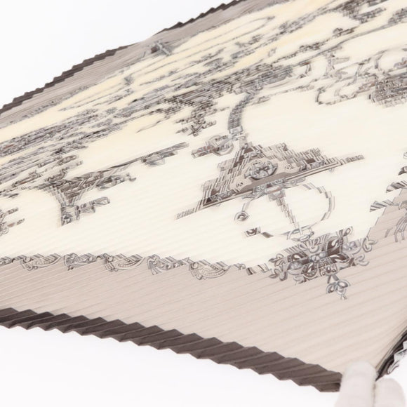 HERMES Pleated Scarf ""PARURES DES SABLES"" Silk Gray Auth hk3256