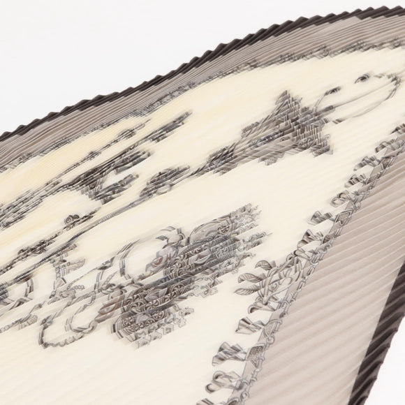 HERMES Pleated Scarf ""PARURES DES SABLES"" Silk Gray Auth hk3256