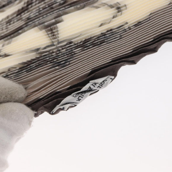 HERMES Pleated Scarf ""PARURES DES SABLES"" Silk Gray Auth hk3256