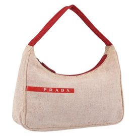 PRADA Sports Hand Bag Canvas Gray Red Auth hk3258