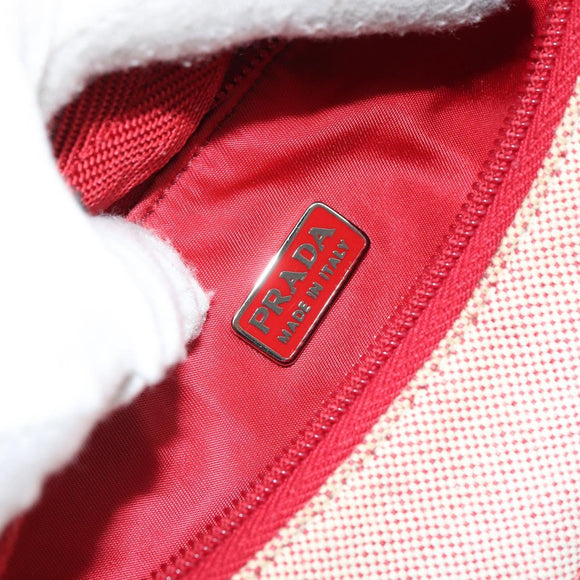 PRADA Sports Hand Bag Canvas Gray Red Auth hk3258