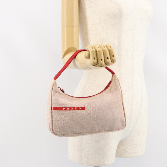 PRADA Sports Hand Bag Canvas Gray Red Auth hk3258