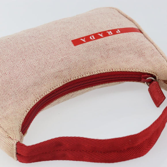 PRADA Sports Hand Bag Canvas Gray Red Auth hk3258