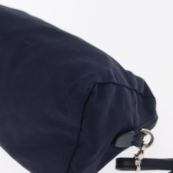PRADA Pouch Nylon Navy Silver Auth hk3259