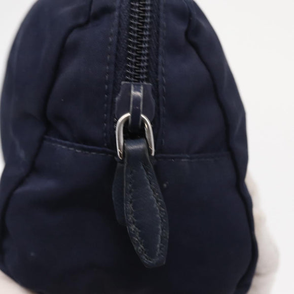 PRADA Pouch Nylon Navy Silver Auth hk3259