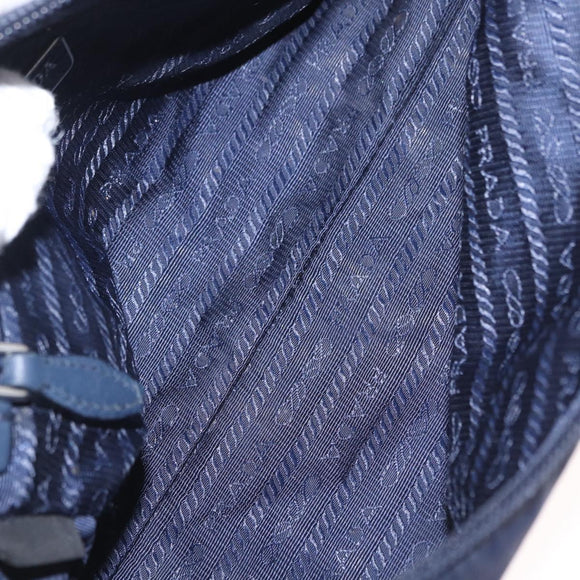 PRADA Pouch Nylon Navy Silver Auth hk3259