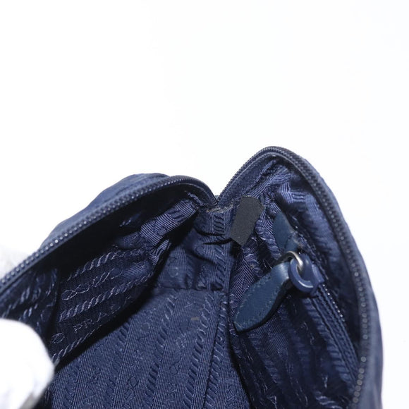 PRADA Pouch Nylon Navy Silver Auth hk3259