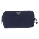 PRADA Pouch Nylon Navy Silver Auth hk3259-2
