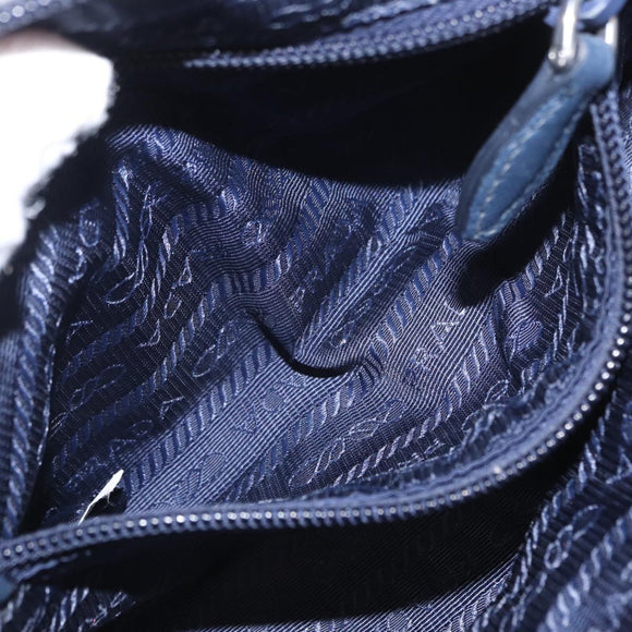 PRADA Pouch Nylon Navy Silver Auth hk3259