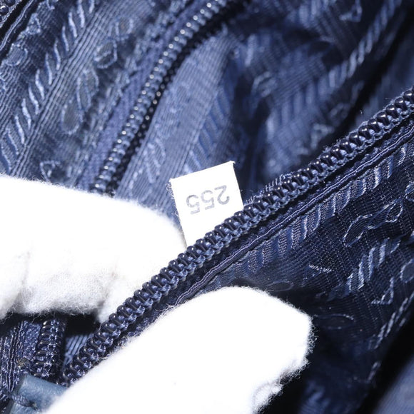 PRADA Pouch Nylon Navy Silver Auth hk3259