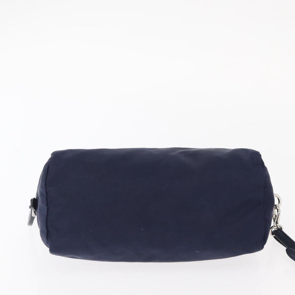 PRADA Pouch Nylon Navy Silver Auth hk3259
