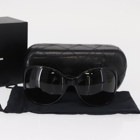 CHANEL Sunglasses plastic Black CC Auth hk3263