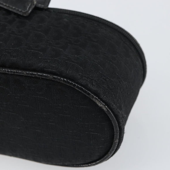 Christian Dior Trotter Canvas Vanity Pouch Black Silver Auth hk3265