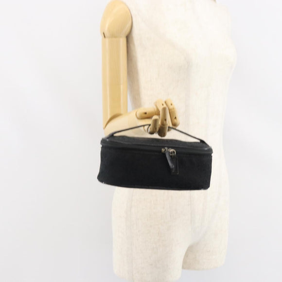 Christian Dior Trotter Canvas Vanity Pouch Black Silver Auth hk3265