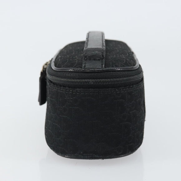 Christian Dior Trotter Canvas Vanity Pouch Black Silver Auth hk3265