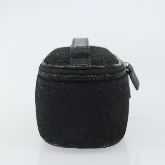 Christian Dior Trotter Canvas Vanity Pouch Black Silver Auth hk3265