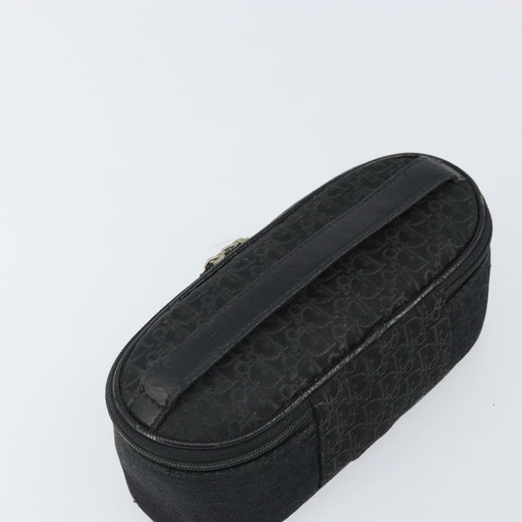 Christian Dior Trotter Canvas Vanity Pouch Black Silver Auth hk3265