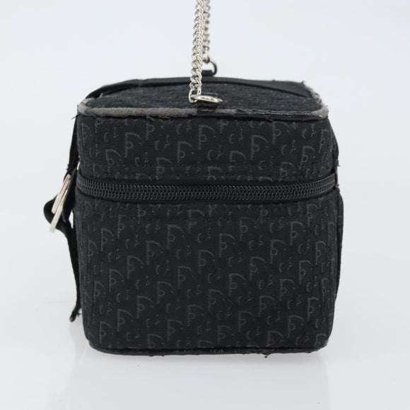 Christian Dior Trotter Canvas Vanity Pouch Black Silver Auth hk3266