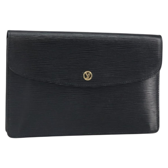 LOUIS VUITTON Epi Montaigne 27 Clutch Bag Black M52652 LV Auth hk3270