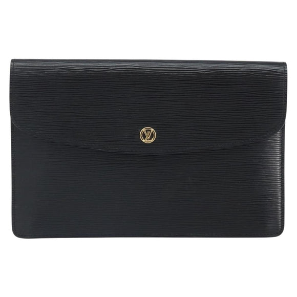 LOUIS VUITTON Epi Montaigne 27 Clutch Bag Black M52652 LV Auth hk3270