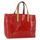 LOUIS VUITTON Monogram Vernis Reade PM Hand Bag Red Rouge M91088 LV Auth hk3277-1