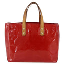 LOUIS VUITTON Monogram Vernis Reade PM Hand Bag Red Rouge M91088 LV Auth hk3277-13