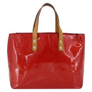 LOUIS VUITTON Monogram Vernis Reade PM Hand Bag Red Rouge M91088 LV Auth hk3277-2