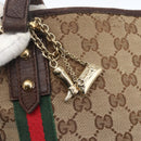 GUCCI GG Canvas Web Sherry Line Shoulder Bag Beige Gold 144388 Auth hk3291-17