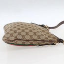 GUCCI GG Canvas Web Sherry Line Shoulder Bag Beige Gold 144388 Auth hk3291-4