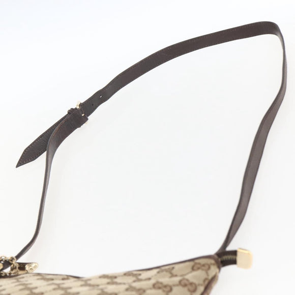 GUCCI GG Canvas Web Sherry Line Shoulder Bag Beige Gold 144388 Auth hk3291