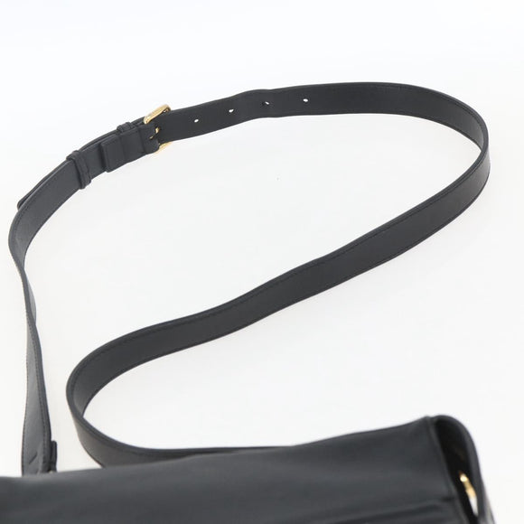 FENDI Monster Bugs Eye Hand Bag Leather 2way Black Gold Auth hk3297