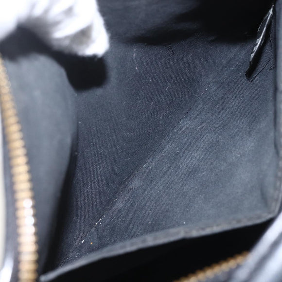 FENDI Monster Bugs Eye Hand Bag Leather 2way Black Gold Auth hk3297