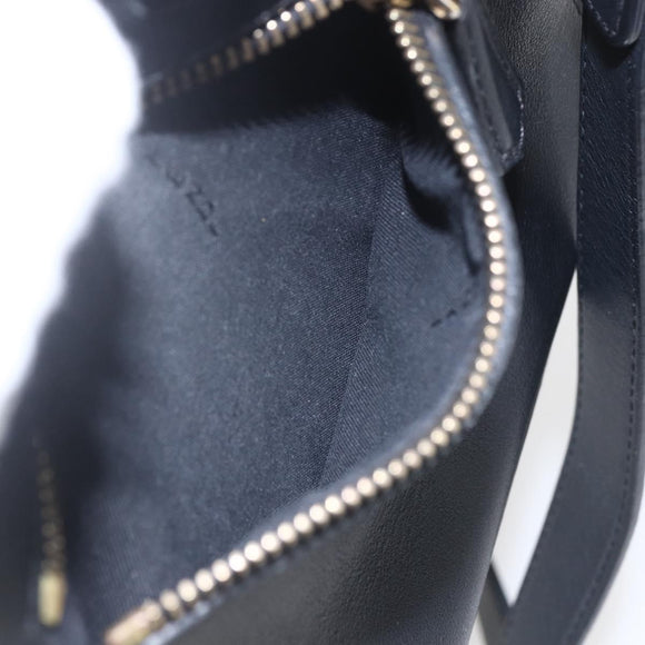 FENDI Monster Bugs Eye Hand Bag Leather 2way Black Gold Auth hk3297