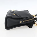 FENDI Monster Bugs Eye Hand Bag Leather 2way Black Gold Auth hk3297-4