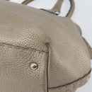 FENDI Celeria Hand Bag Leather Beige Silver Auth hk3299-15