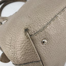 FENDI Celeria Hand Bag Leather Beige Silver Auth hk3299-16