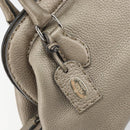 FENDI Celeria Hand Bag Leather Beige Silver Auth hk3299-17