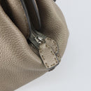FENDI Celeria Hand Bag Leather Beige Silver Auth hk3299-18