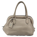 FENDI Celeria Hand Bag Leather Beige Silver Auth hk3299-13