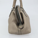 FENDI Celeria Hand Bag Leather Beige Silver Auth hk3299-3