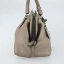 FENDI Celeria Hand Bag Leather Beige Silver Auth hk3299-4