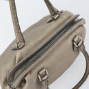 FENDI Celeria Hand Bag Leather Beige Silver Auth hk3299-6