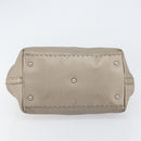 FENDI Celeria Hand Bag Leather Beige Silver Auth hk3299-5