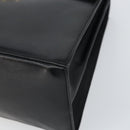 Salvatore Ferragamo Gancini Hand Bag Leather Black Gold Auth hk3303-10