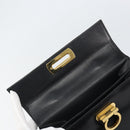 Salvatore Ferragamo Gancini Hand Bag Leather Black Gold Auth hk3303-15