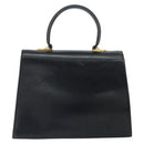 Salvatore Ferragamo Gancini Hand Bag Leather Black Gold Auth hk3303-3