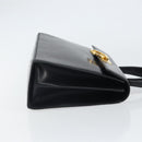 Salvatore Ferragamo Gancini Hand Bag Leather Black Gold Auth hk3303-4
