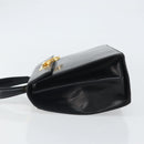 Salvatore Ferragamo Gancini Hand Bag Leather Black Gold Auth hk3303-5