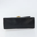 Salvatore Ferragamo Gancini Hand Bag Leather Black Gold Auth hk3303-9