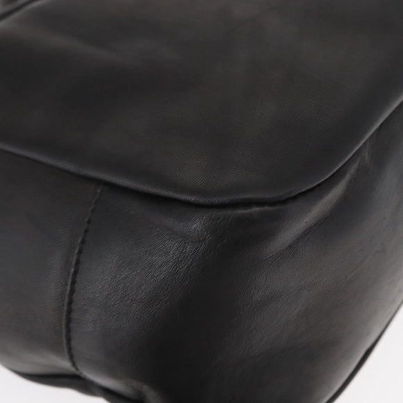 Salvatore Ferragamo Gancini Shoulder Bag Leather Black Gold Auth hk3306